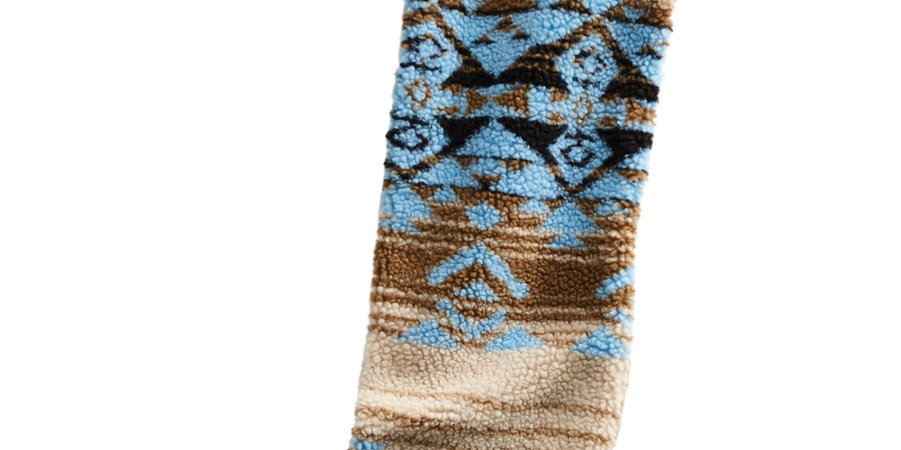 Cachecol de lã geométrico masculino Sun + Stone azul tamanho regular