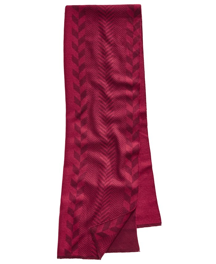 Cachecol masculino Alfani em jacquard espinha de peixe vermelho tamanho regular