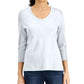Karen Scott Blusa Feminina Gola V Manga 3/4 Branca Tamanho X-G