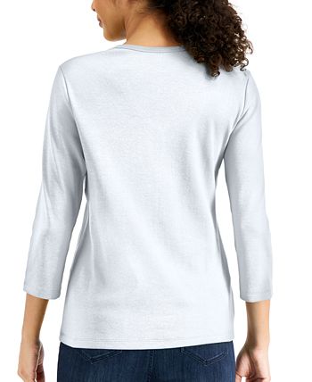 Karen Scott Blusa Feminina Gola V Manga 3/4 Branca Tamanho X-G