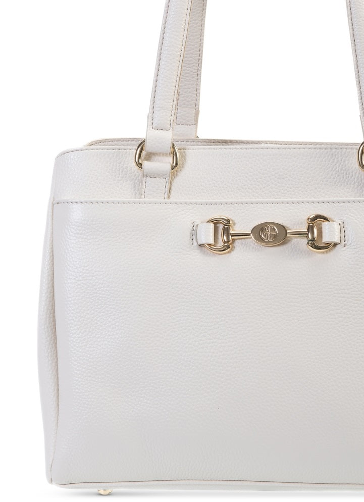 Bolsa feminina Giani Bernini em couro para freio de cavalo, branca, regular