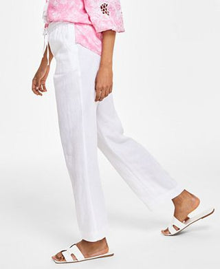 Charter Club Women's Linen Drawstring Pants White Size XX-Large