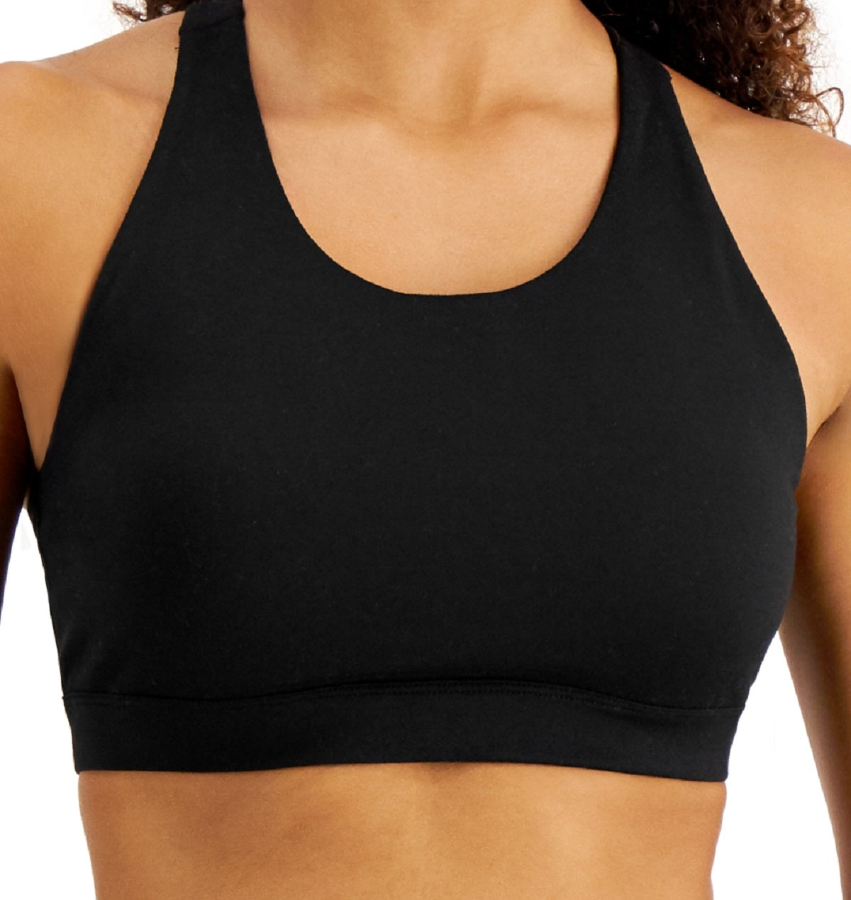 Conjunto de moletom feminino ID Ideology Essentials, sutiã esportivo de baixo impacto, preto, tamanho médio