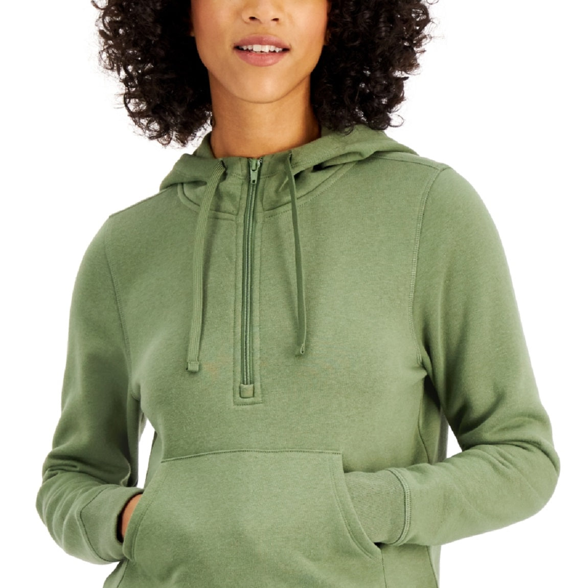 ID Ideology Moletom com capuz feminino com zíper e meio verde, tamanho X-S