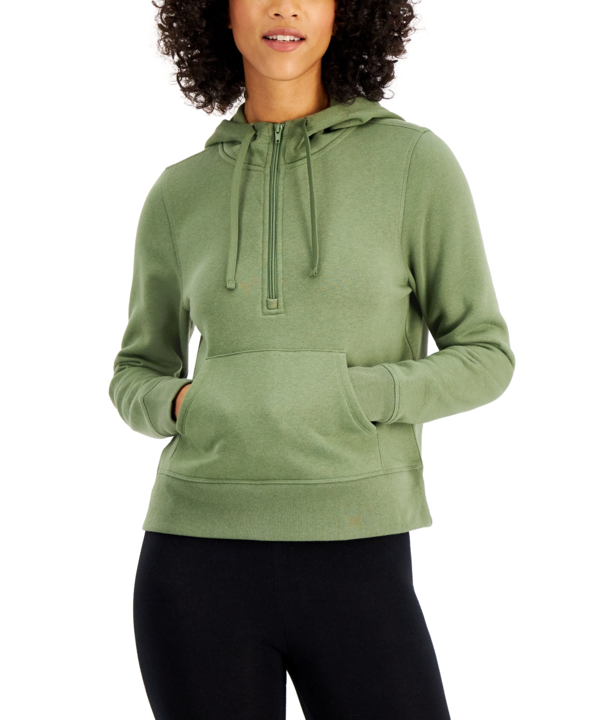 ID Ideology Moletom com capuz feminino com zíper e meio verde, tamanho X-S