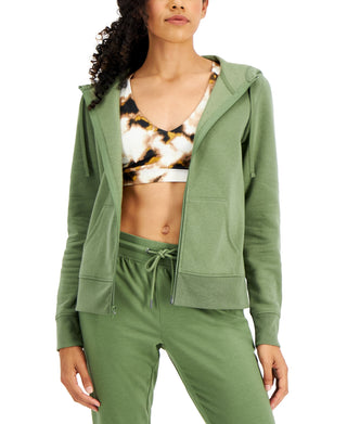 ID Ideology Women's Zip Front Fleece Hoodie Green Size Medium