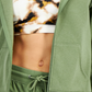 ID Ideology Moletom com capuz feminino de lã com zíper frontal, verde, tamanho médio