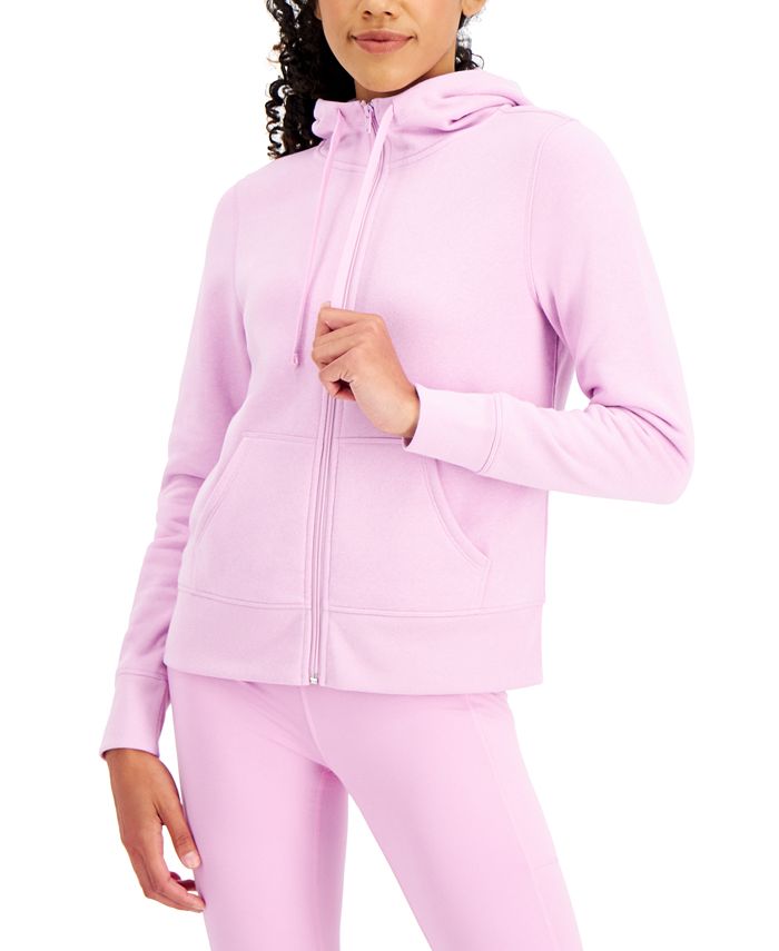 ID Ideology Moletom com capuz feminino de lã com zíper frontal, roxo, tamanho pequeno