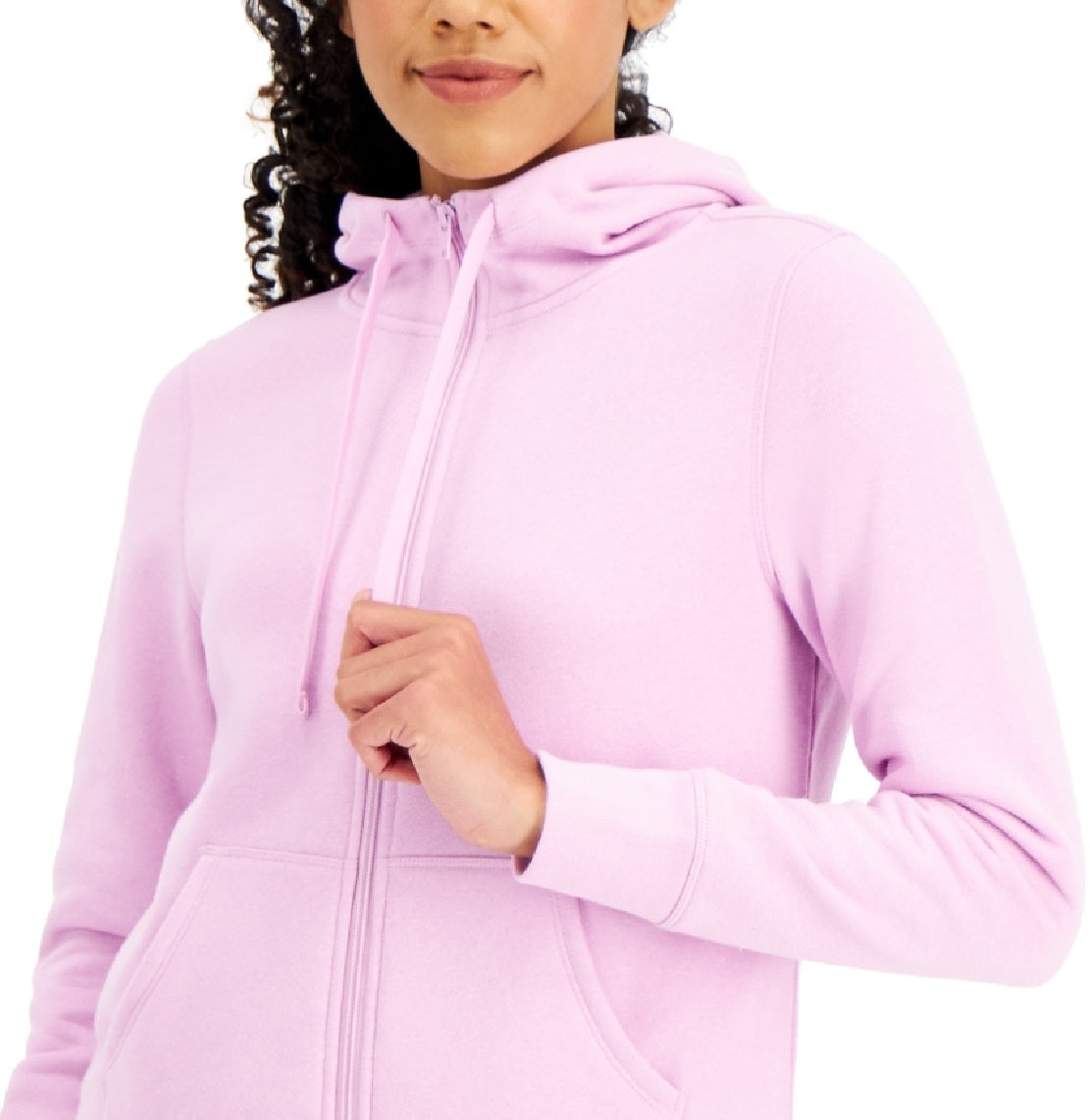 ID Ideology Moletom com capuz feminino de lã com zíper frontal, roxo, tamanho grande