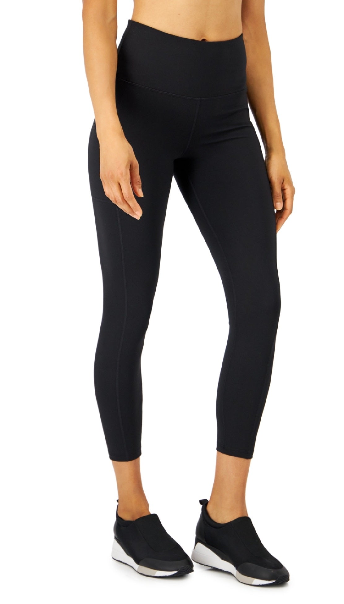 Leggings femininas ID Ideology com bolso lateral macio 7/8, pretas, tamanho pequeno