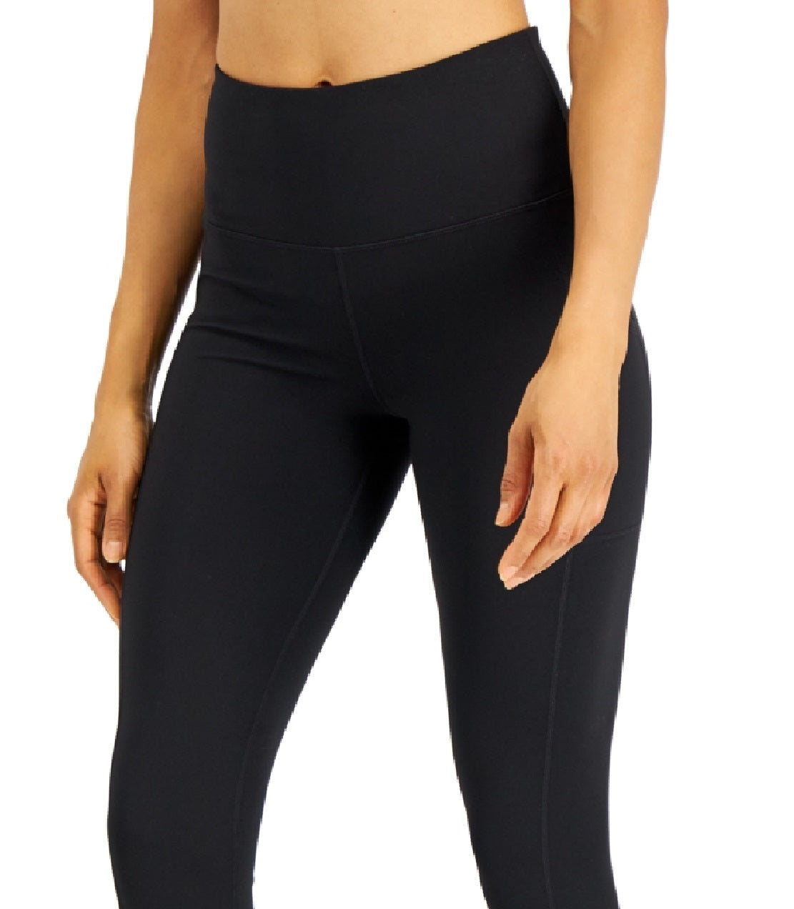 Leggings femininas ID Ideology com bolso lateral macio 7/8, pretas, tamanho pequeno