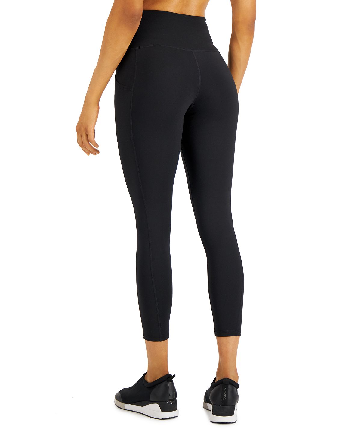 Leggings femininas ID Ideology com bolso lateral macio 7/8, pretas, tamanho médio