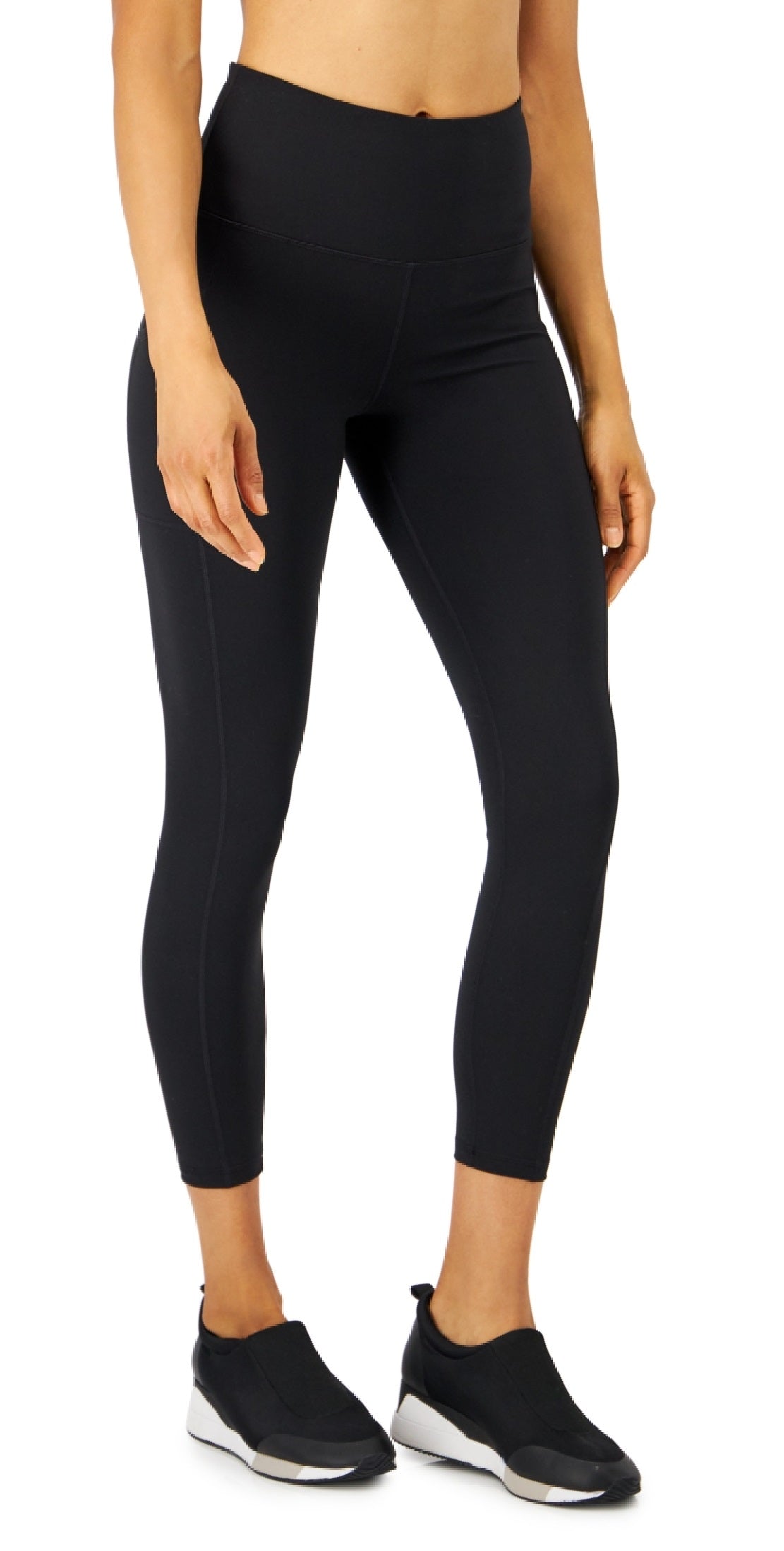 Leggings femininas ID Ideology com bolso lateral macio 7/8, pretas, tamanho extragrande