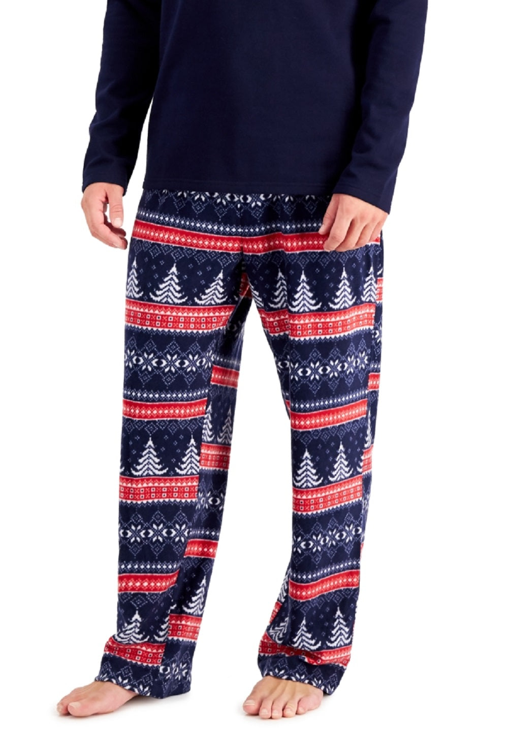 Conjunto de camisa de lã e calça de pijama masculino Club Room, azul, tamanho extragrande