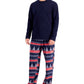 Conjunto de camisa de lã e calça de pijama masculino Club Room, azul, tamanho extragrande