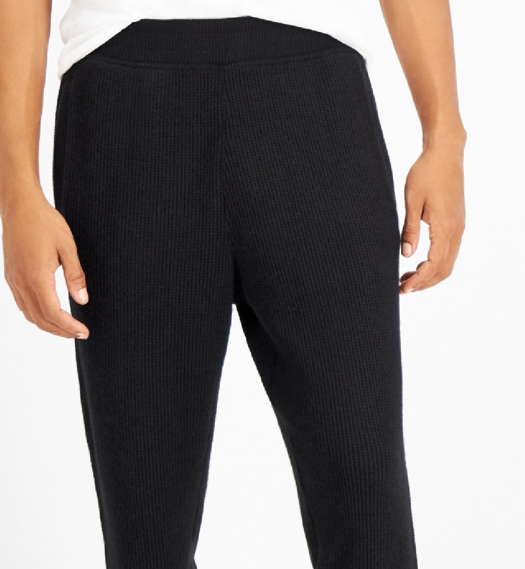 Calça de moletom canelada masculina INC International Concepts, preta, tamanho grande