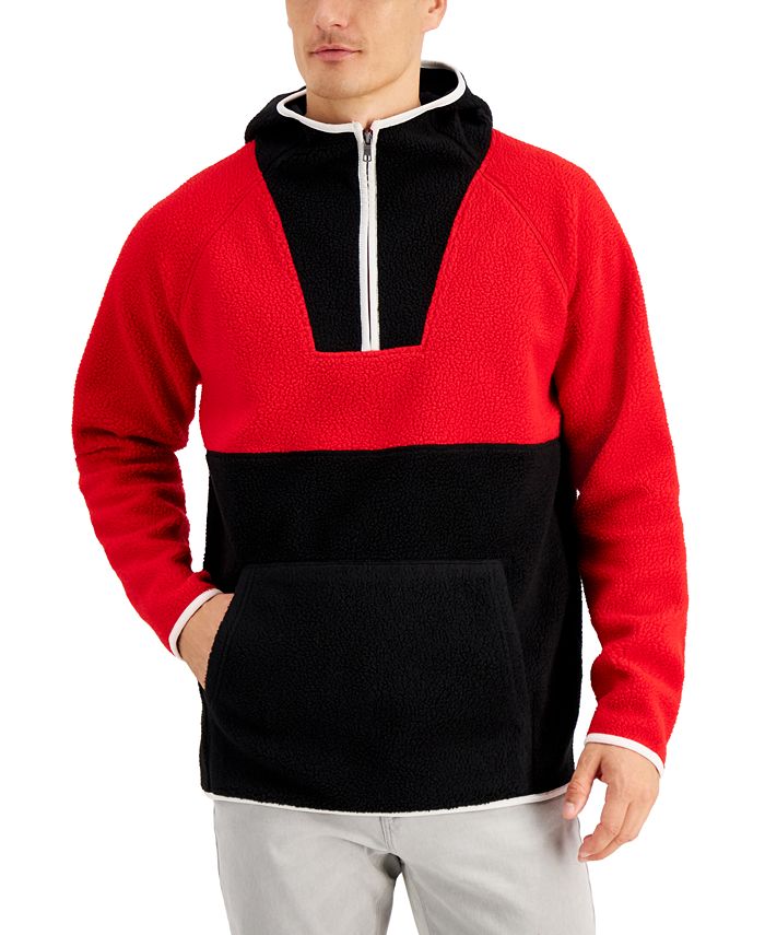 Suéter anorak masculino com blocos de cores Club Room, vermelho, tamanho pequeno
