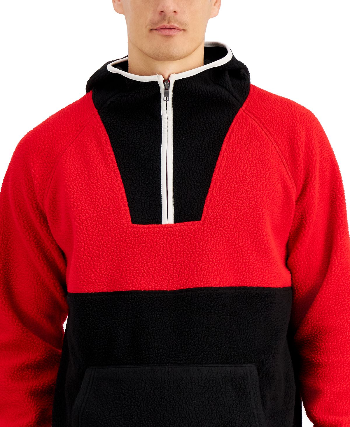Suéter anorak masculino com blocos de cores Club Room, vermelho, tamanho pequeno