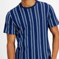 Camiseta masculina listrada de gola redonda da INC International Concepts, azul, tamanho grande
