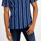 Camiseta masculina listrada de gola redonda da INC International Concepts, azul, tamanho grande