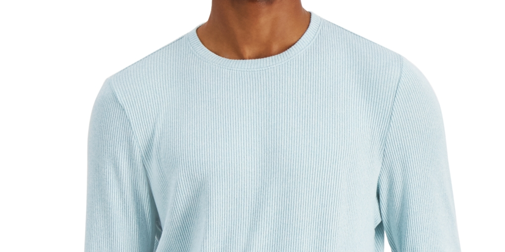 Suéter masculino texturizado com gola redonda da INC International Concepts, azul, tamanho médio