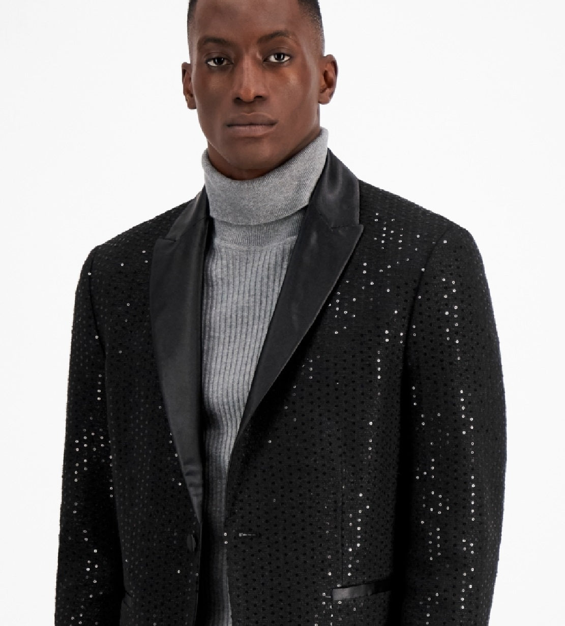 INC International Concepts Casaco esportivo masculino slim fit com lantejoulas, preto, tamanho médio
