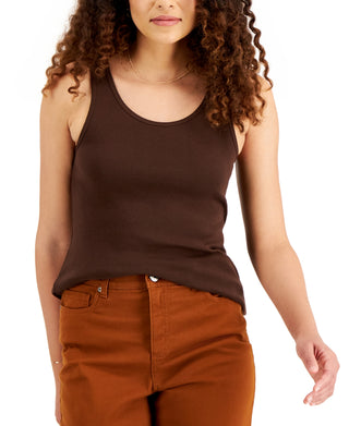 Regata feminina de algodão estilo &amp; co, marrom, tamanho GG