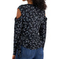 Suéter feminino estampado com ombros descobertos da INC International Concepts, preto, tamanho GG