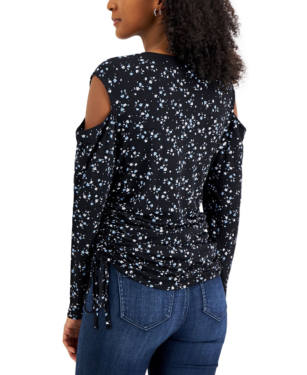 Suéter feminino estampado com ombros descobertos da INC International Concepts, preto, tamanho GG