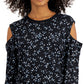 Suéter feminino estampado com ombros descobertos da INC International Concepts, preto, tamanho GG