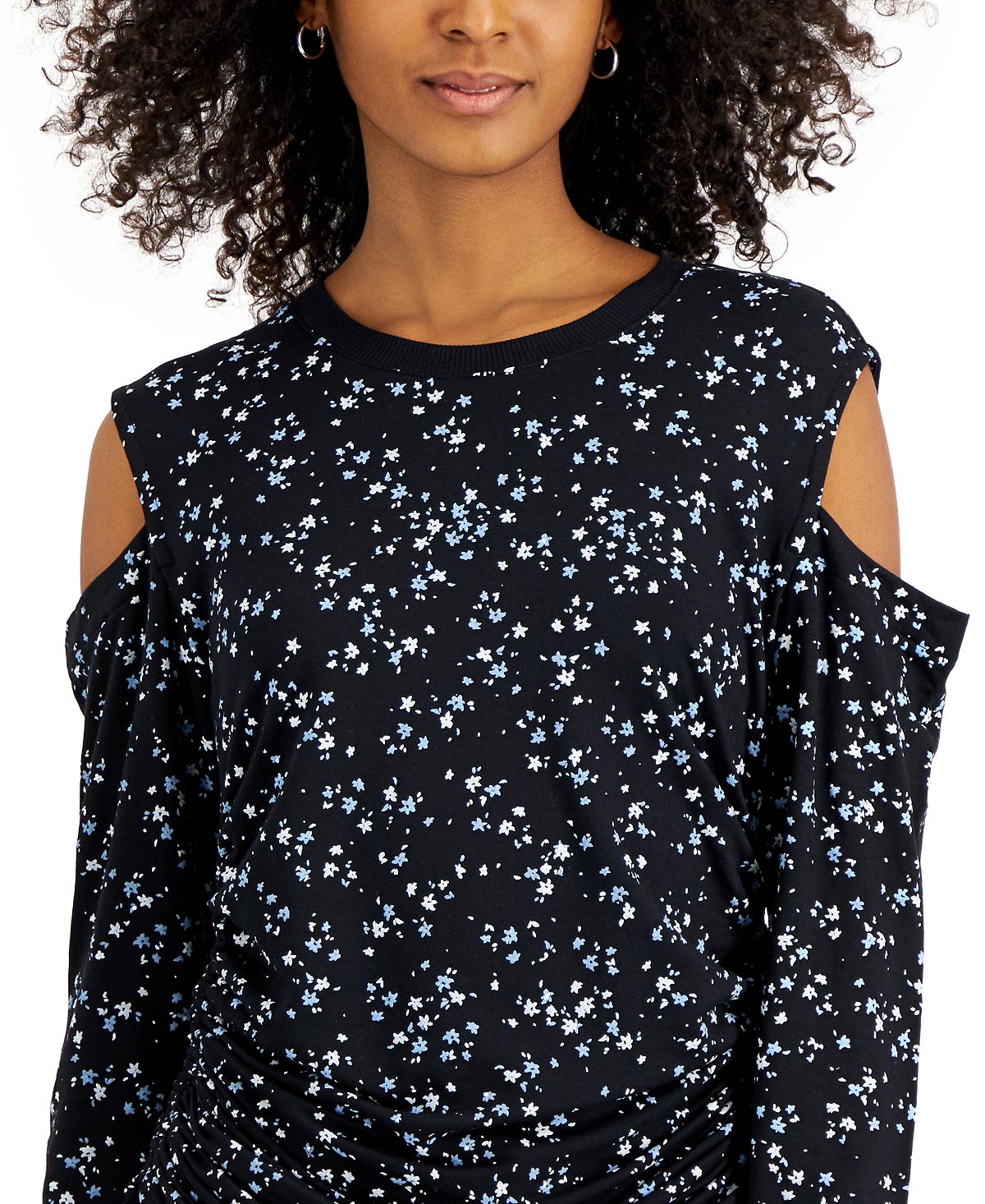Suéter feminino estampado com ombros descobertos da INC International Concepts, preto, tamanho GG