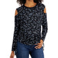Suéter feminino estampado com ombros descobertos da INC International Concepts, preto, tamanho GG