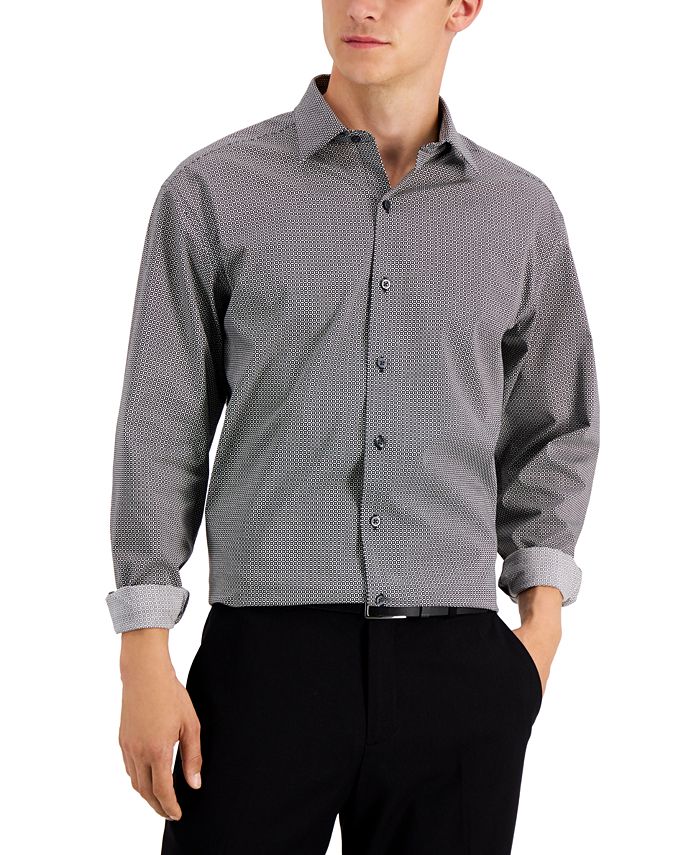 Camisa social masculina Alfani Regular Fit com elasticidade bidirecional, preta, tamanho 18x34x35