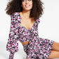 Blusa bustiê feminina com estampa floral Bar III, preta, tamanho XX-G