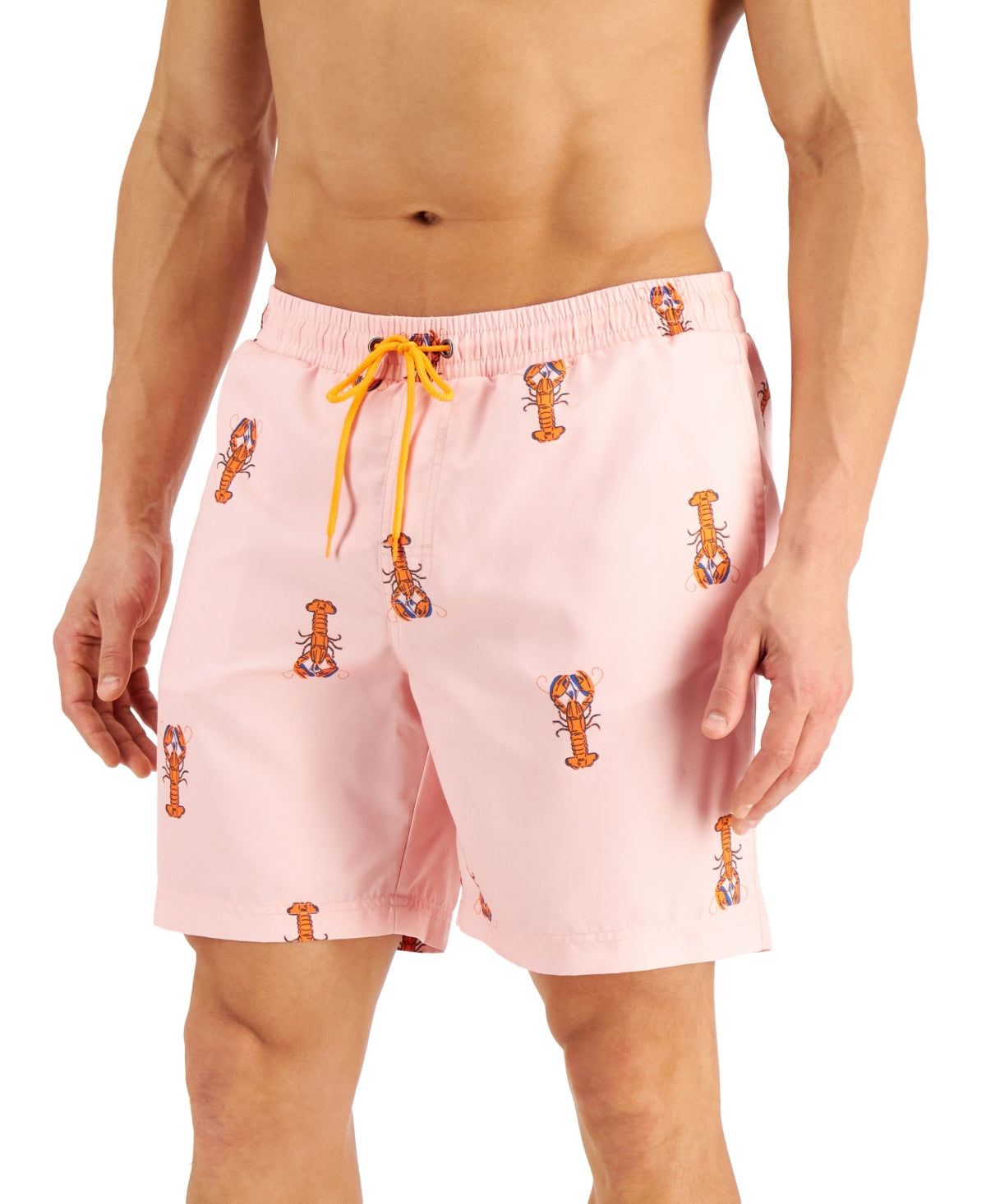 Calção de banho masculino Club Room Lobster 7 rosa tamanho médio