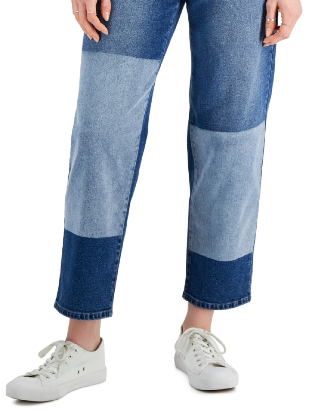 Calça jeans cropped reta bicolor feminina Style &amp; Co, azul, tamanho 18