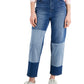 Calça jeans cropped reta bicolor feminina Style &amp; Co, azul, tamanho 18