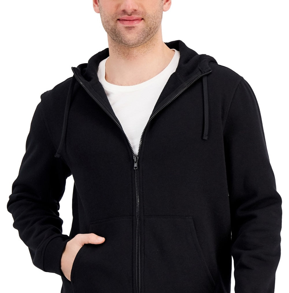 ID Ideology Moletom com capuz masculino regular fit sólido com zíper completo preto tamanho pequeno