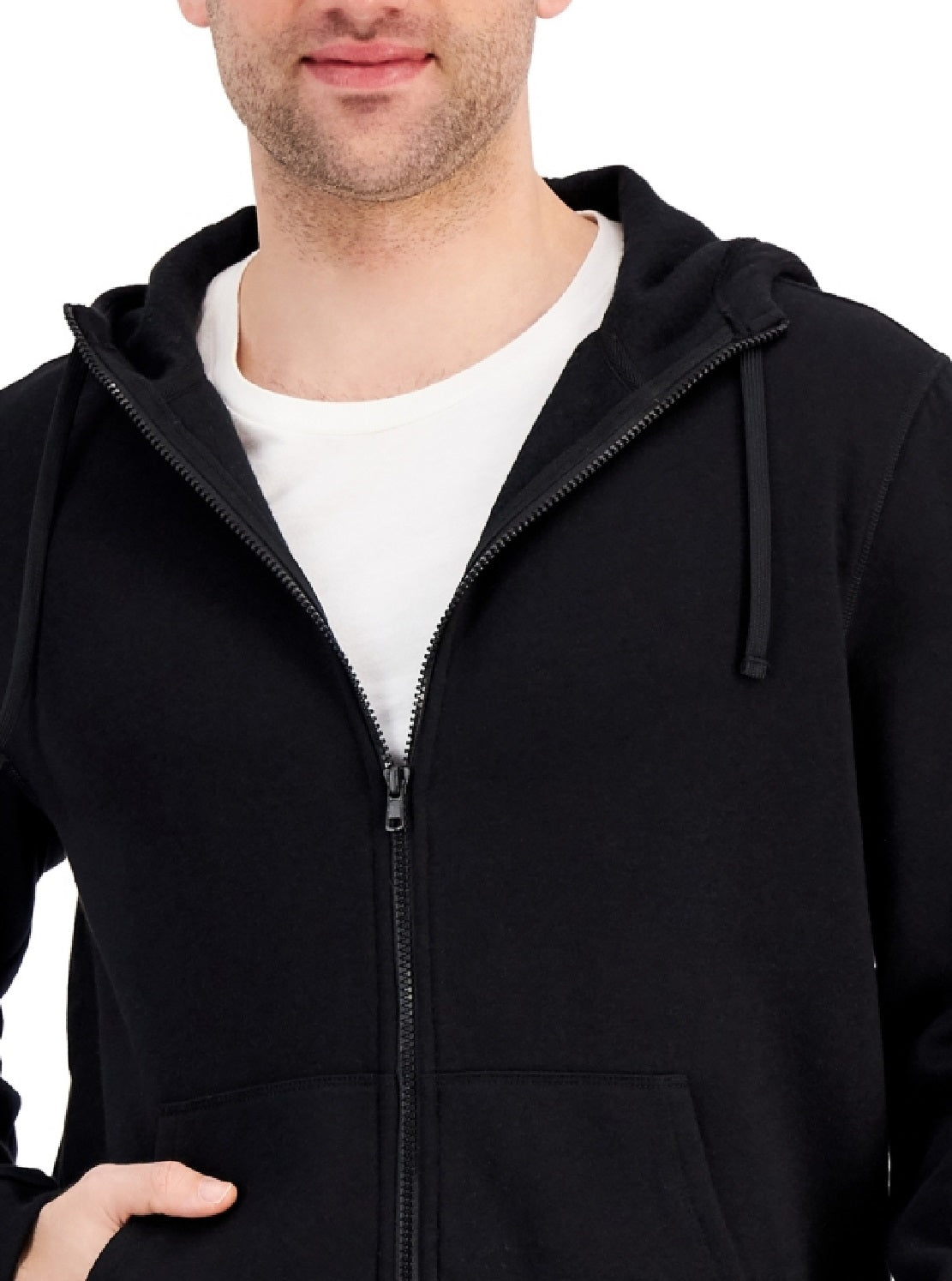 ID Ideology Moletom com capuz masculino regular fit sólido com zíper completo preto tamanho grande