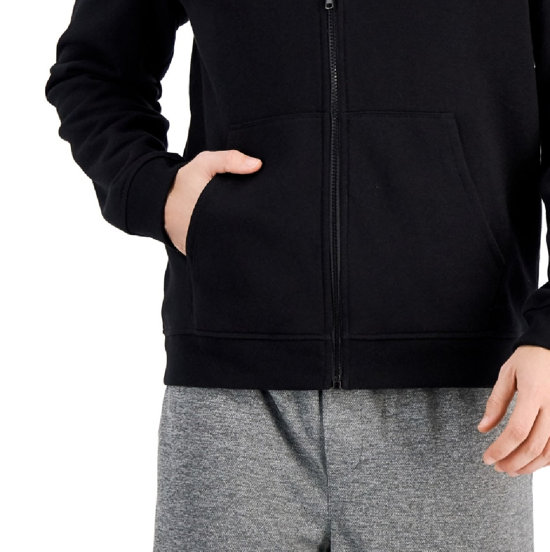 ID Ideology Moletom com capuz masculino regular fit sólido com zíper completo preto tamanho grande