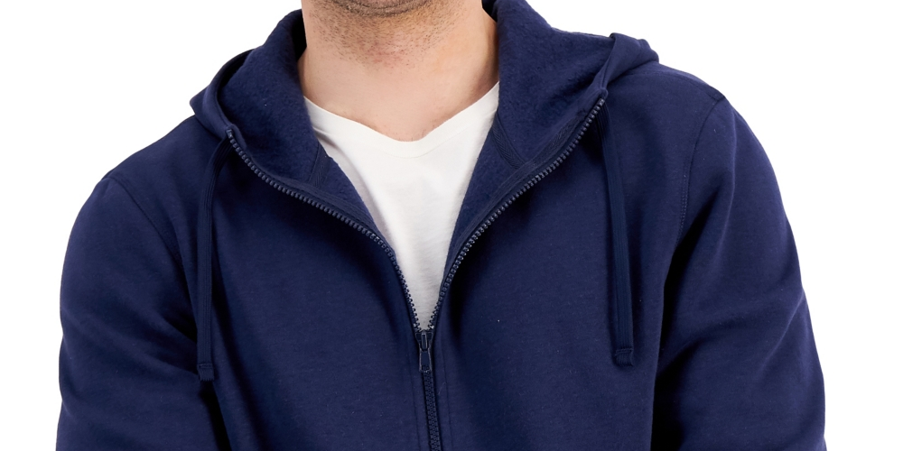 ID Ideology Moletom com capuz masculino regular fit sólido com zíper completo azul tamanho pequeno