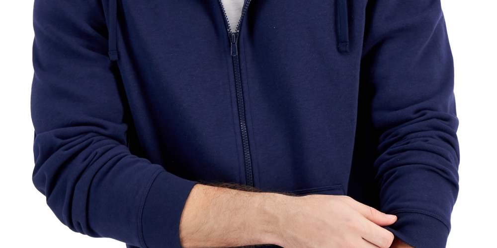 ID Ideology Moletom com capuz masculino regular fit sólido com zíper completo azul tamanho M