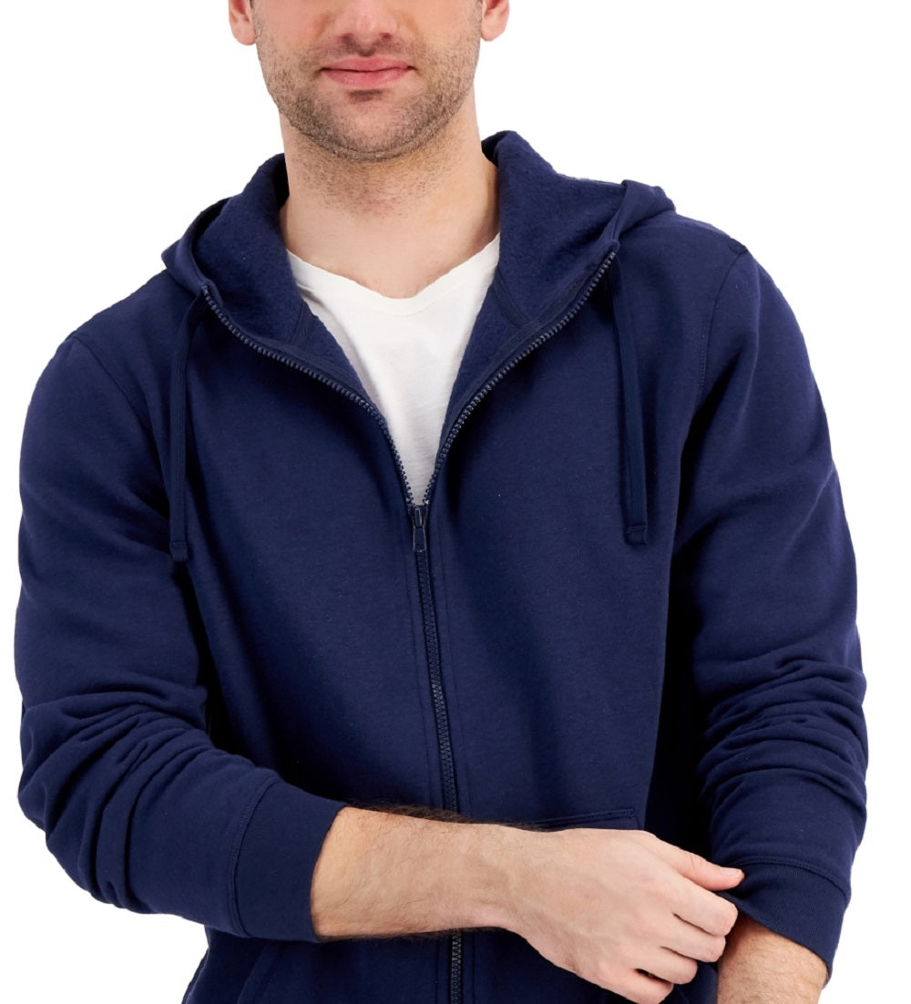 ID Ideology Moletom com capuz masculino regular fit sólido com zíper completo azul tamanho grande