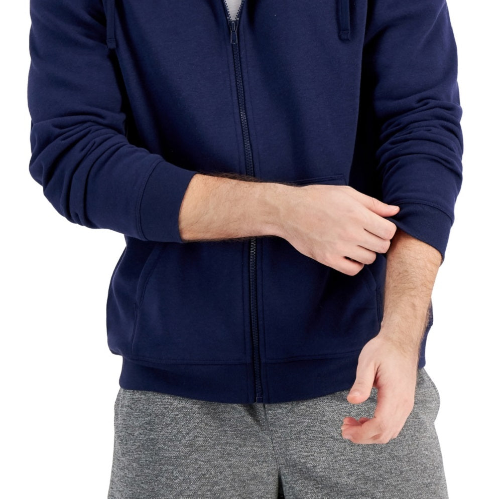 ID Ideology Moletom com capuz masculino regular fit sólido com zíper completo azul tamanho grande