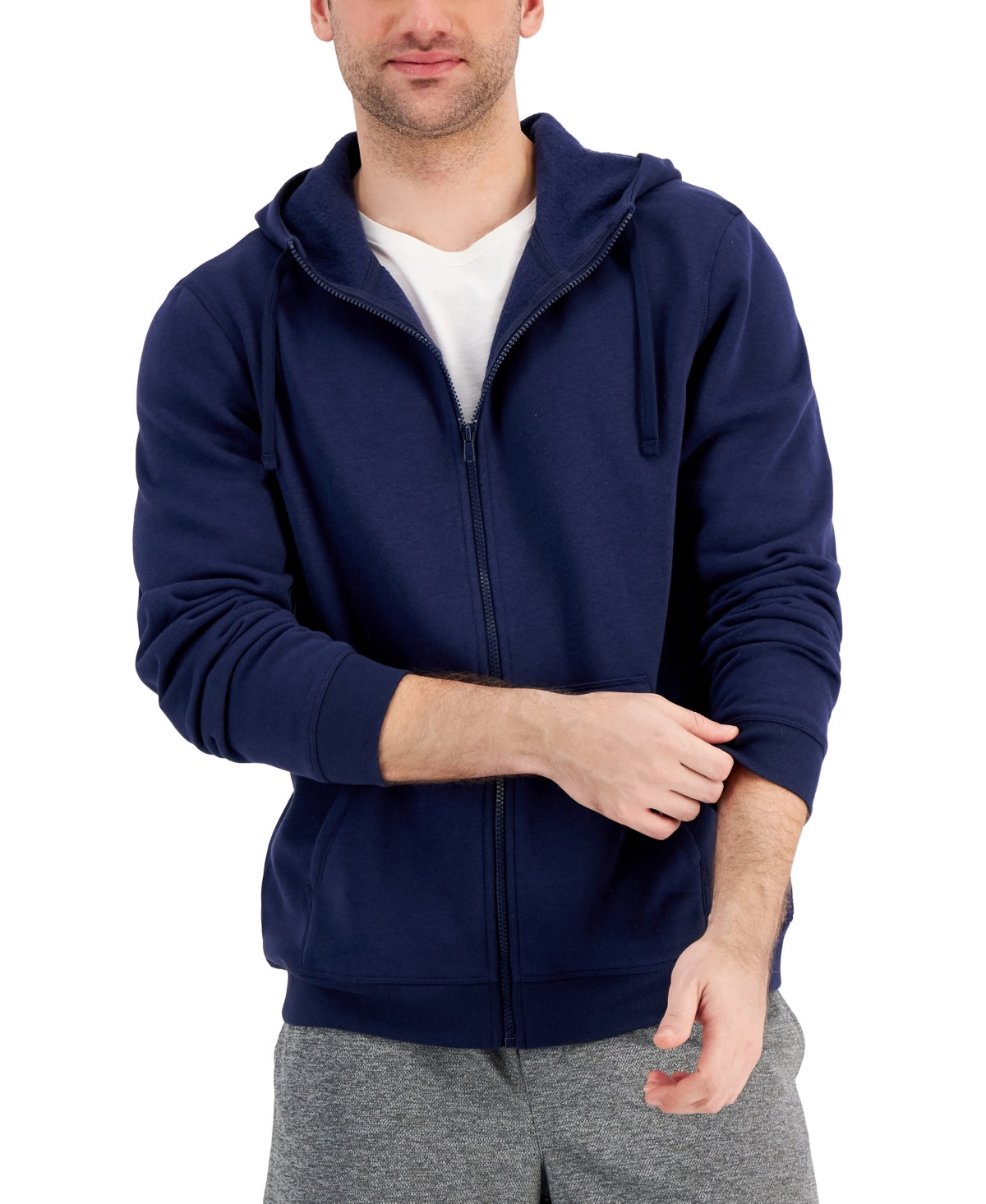 ID Ideology Moletom com capuz masculino regular fit sólido com zíper completo azul tamanho XXX-G