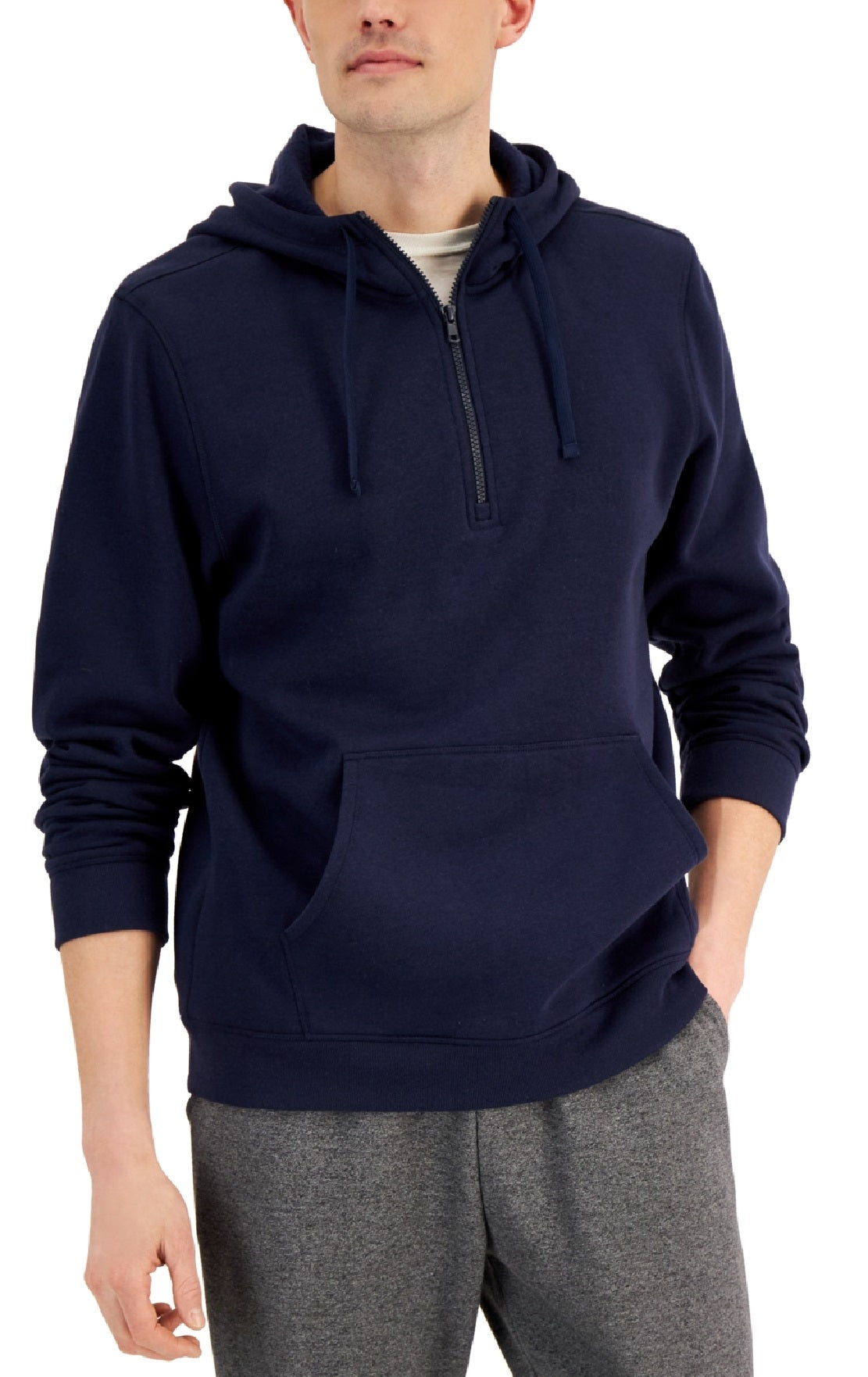 ID Ideology Moletom com capuz masculino com zíper 1/2 azul tamanho M