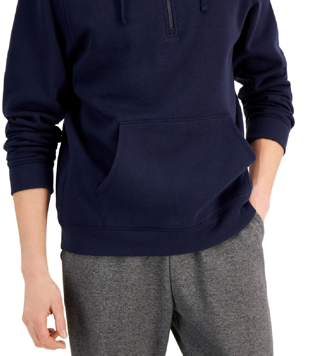 ID Ideology Moletom com capuz masculino com zíper 1/2 azul tamanho M