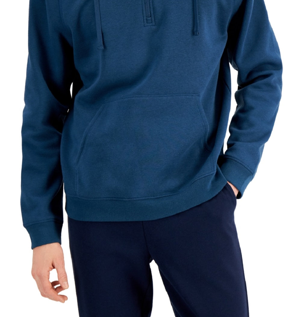 ID Ideology Moletom com capuz masculino com zíper e meio, azul, tamanho médio