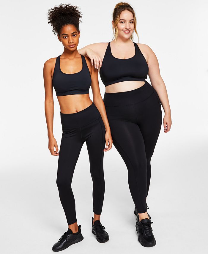 ID Ideology Leggings femininas de cintura alta com bolso lateral e comprimento 7/8, pretas, tamanho extragrande