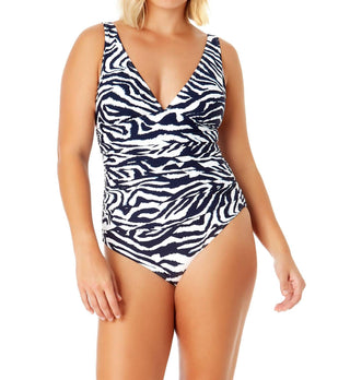 Anne Cole - V-neck Shirred One-piece Swimsuit